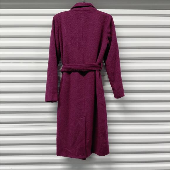 Steve Madden Womens Belted Long Coat Size XS Purple Textured Winter Chic Cozy - Picture 4 of 11